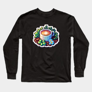 Coffee Vintage Bean Pixel Art Retro Food Since Long Sleeve T-Shirt